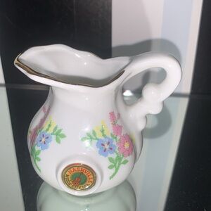 Nashville Kitschy Vintage 1960s Tiny Ceramic Floral Pitcher Vase Styled Shelf
